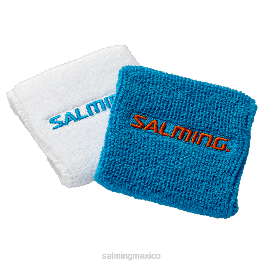 accesorios Salming paquete de 2 muñequeras cortas blanco azul hombres 66NF835
